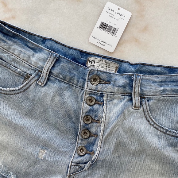 FREE PEOPLE RUNAWAY RUGGED RIPPED DENIM SHORTS 27 - Picture 3 of 8